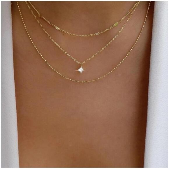 Gold Crystal Pendant Necklace | Adjustable CZ Chain - Picture 1 of 4